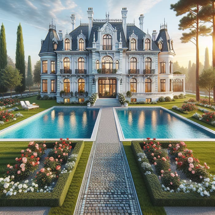 Stunning Elegant Mansion with Manicured Lawn & Pool