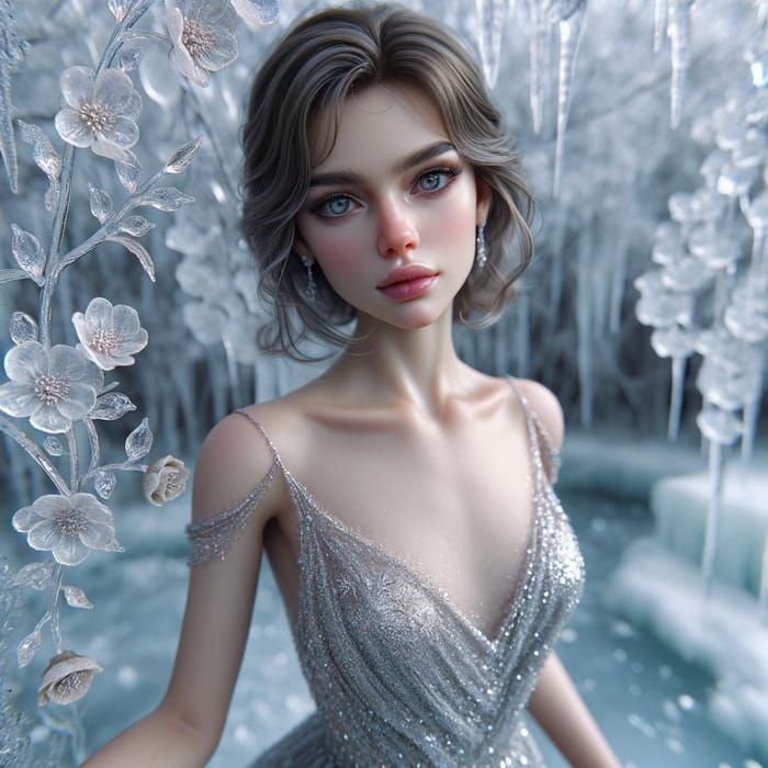 Ethereal Ice Princess in Frozen Garden | Sparkling Beauty