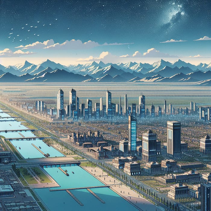 Animated Turkmenabat City 2023 - Futuristic Urban Fusion