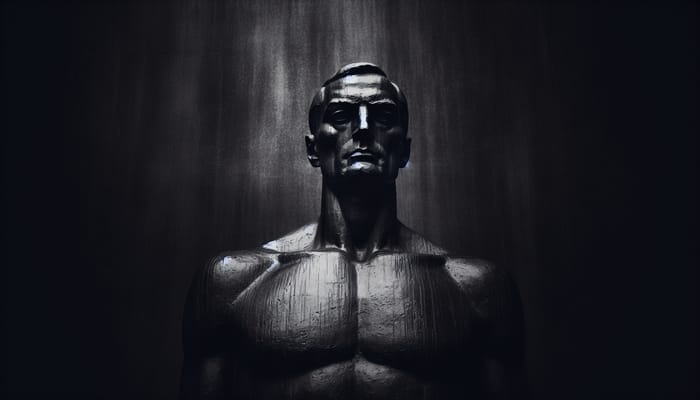 Stoic Statue Against Dark Background