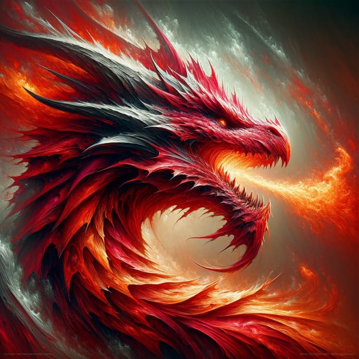 Fearsome Dragon Exhaling Fire | Fantasy Oil Painting