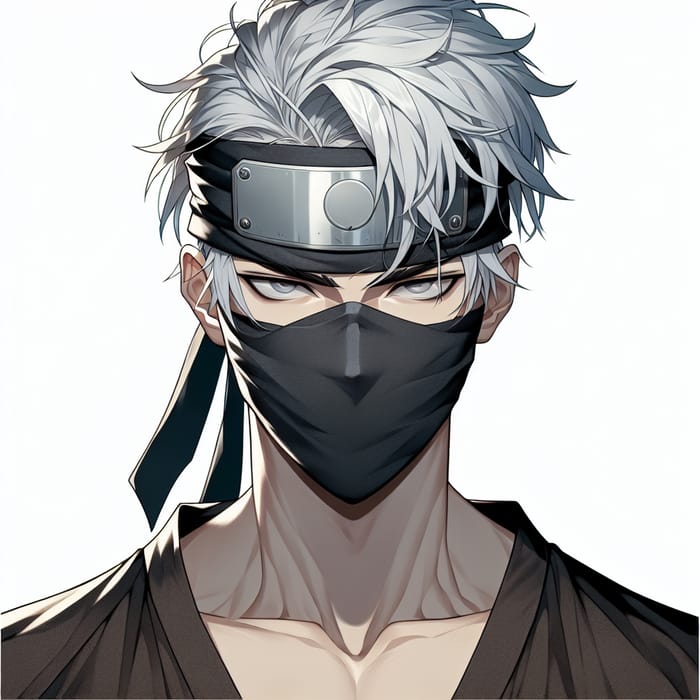Detailed Kakashi Hatake Full Body Illustration - Silver-haired Ninja Artwork