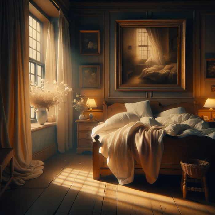 Cozy Bedroom Scene with Dutch Still Life Vibe