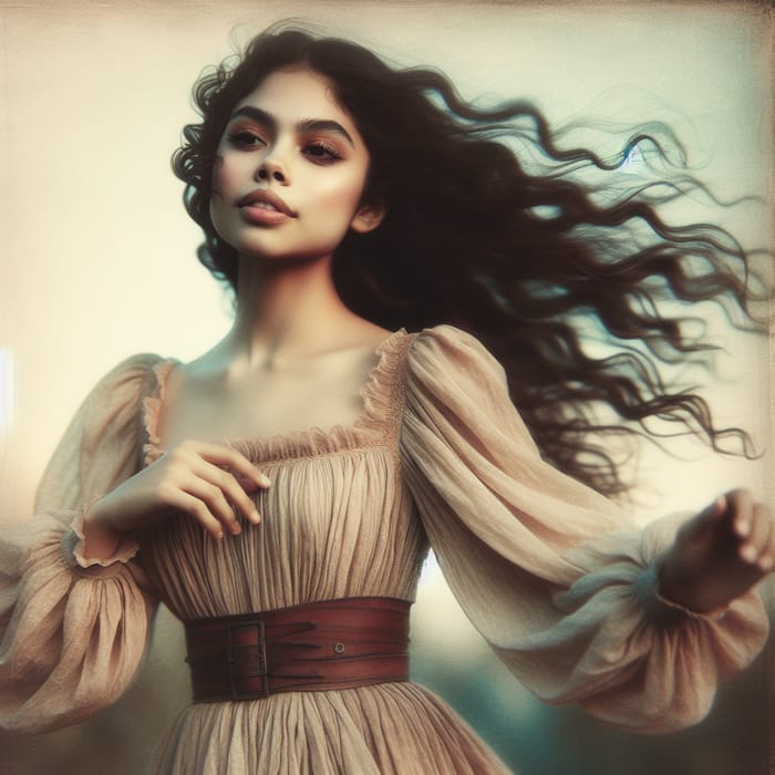 Dreamy Vintage Portrait of a Young Woman | AI Art Generator | Easy-Peasy.AI