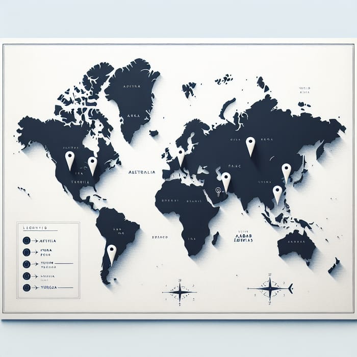Visual World Map of Office Locations: Australia, France, UAE, Tunisia
