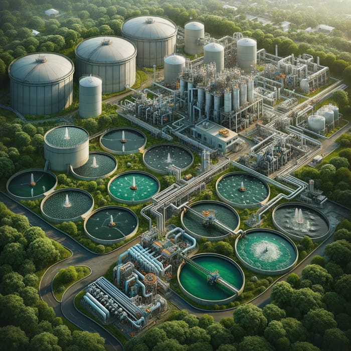 Wastewater Treatment with Desalination Plant and Greenery