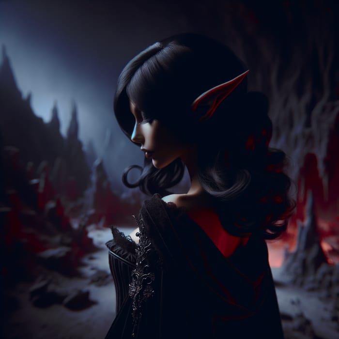 Haunting Dark-Skinned Elf in Gothic Fantasy Artwork