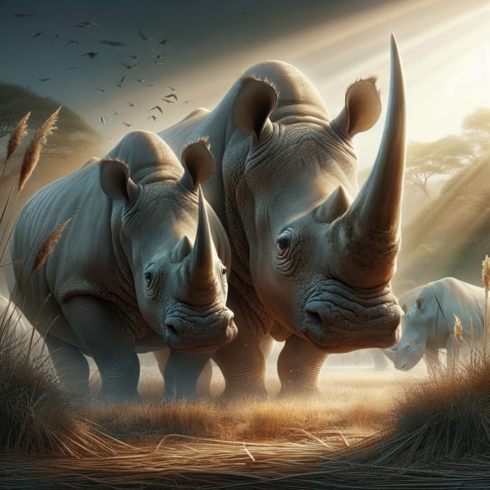 Pair of Rhinos in the Wild