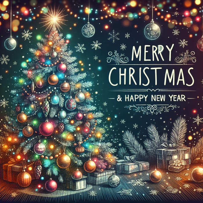 Festive Christmas Tree Sketch with Vivid Colors