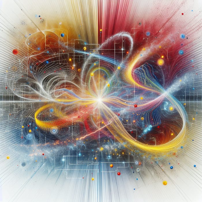 Abstract Quantum Field: Vibrant Energies & Primary Colors