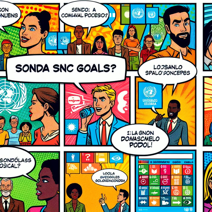 UN Objectives Comic Strip: Engaging Spanish Illustrations