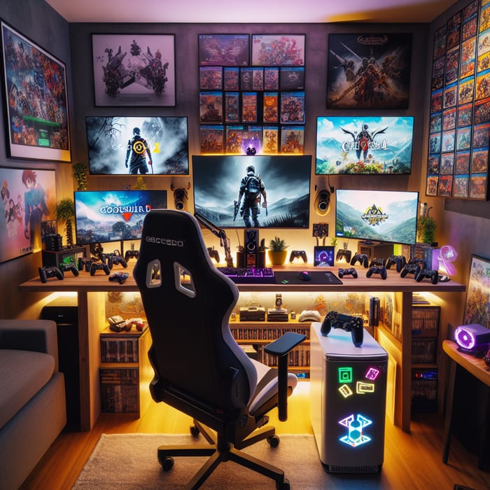 Exciting Gaming Room with High-Tech Setup