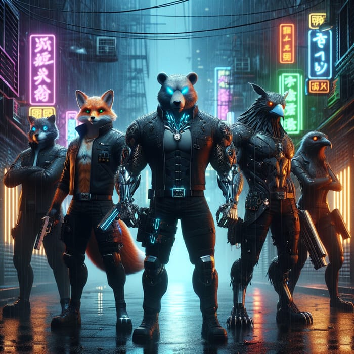 Cyberpunk Animal Gangster in Neon City | Futuristic Scene