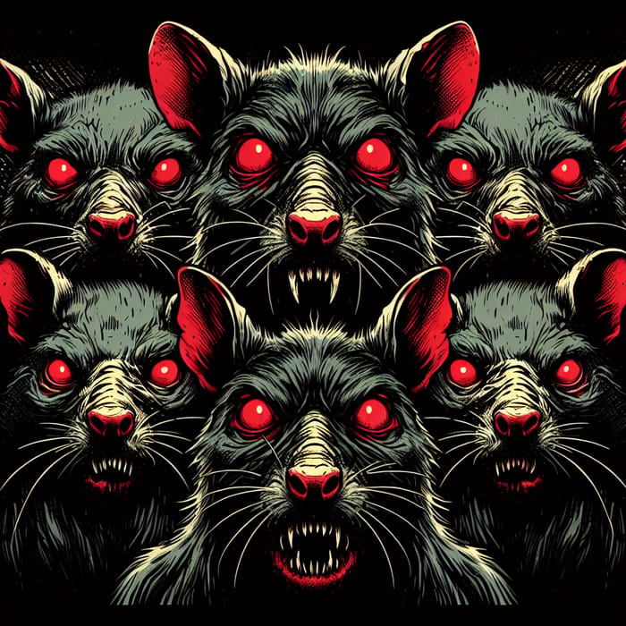 Eerie Red-Eyed Rats: Menacing Horror Comic Art
