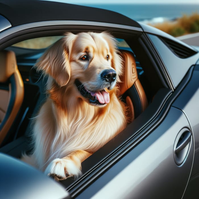 Dog In Sports Car | Coastal Drive Pet Adventure