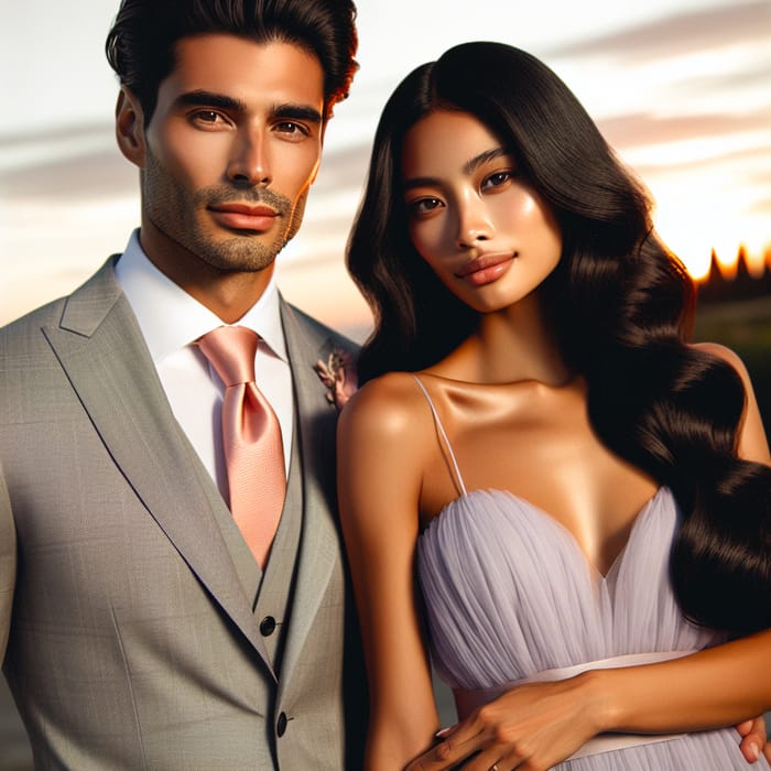 Elegant Multicultural Couple for 'Save the Date' Card