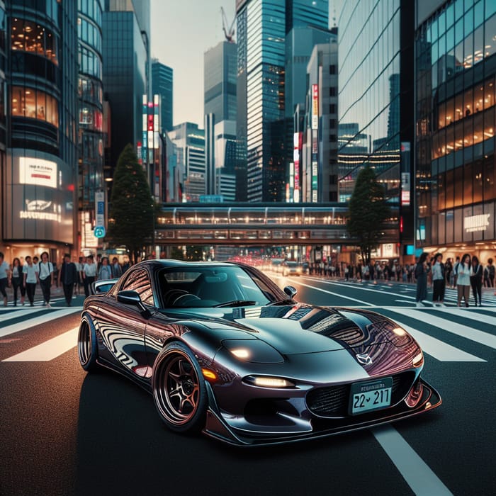 Urban Elegance: Mazda RX7 Sports Car in City Setting
