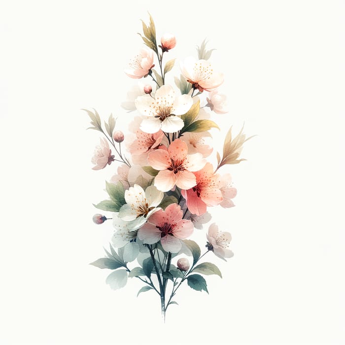 Vertical Spring Flower Watercolor Vector Graphic