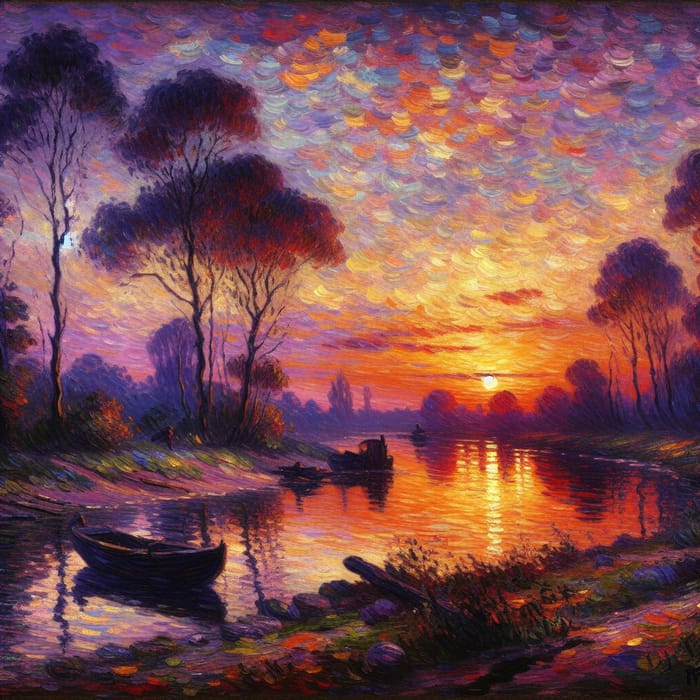 Impressionist Sunset Painting - Capturing Vibrant Art