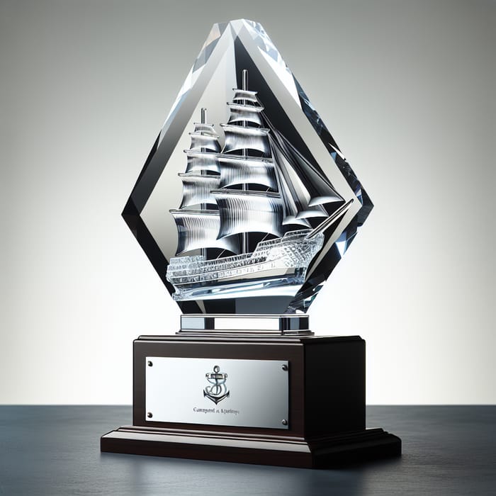 Elegant Crystal Mariner Ship Trophy Design