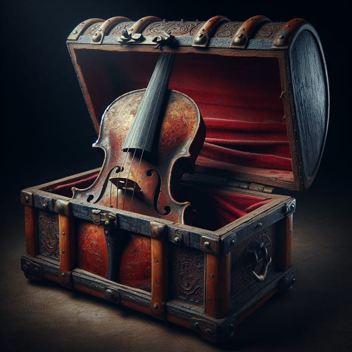 Rustic Treasure Chest Unveils Enchanting Violin