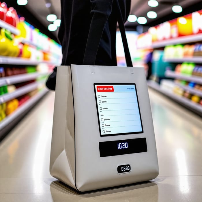 Smart Shopping Bag with Digital Screen and Built-In Scale