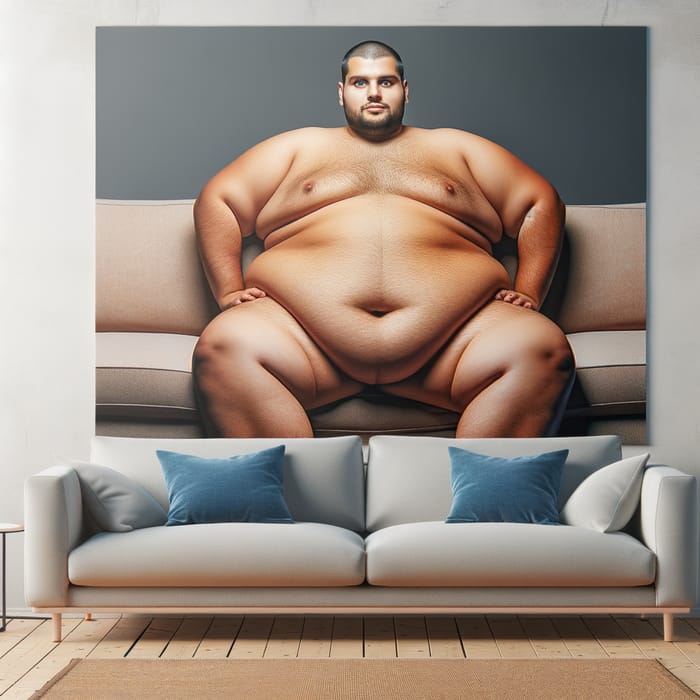 Chubby Man Relaxing on Couch | Body Diversity Image