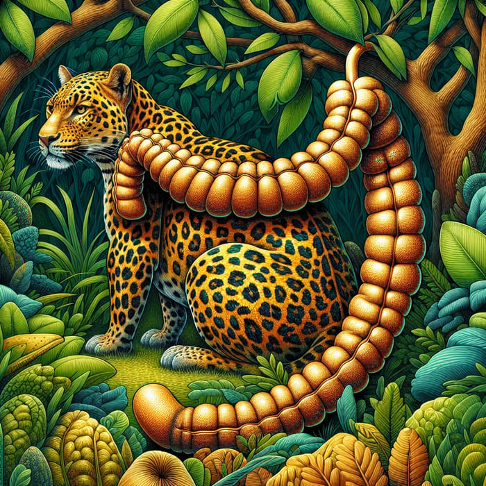 African Leopard and Colon in Detailed Illustration
