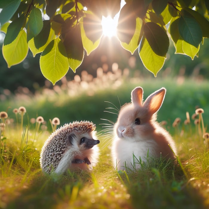 Sweet Hedgehog and Bunny Enjoying Meadow Moments | Website