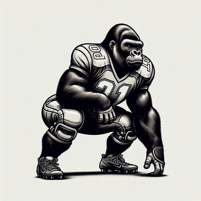 Gorilla Football Lineman Stance | Intense Three-Point Ready Posture