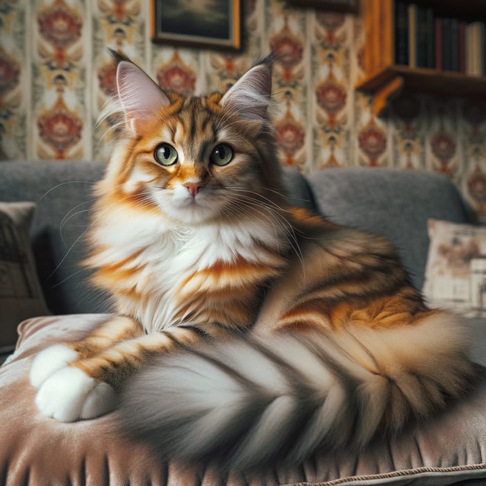 Orange and White Cat on Plush Cushion
