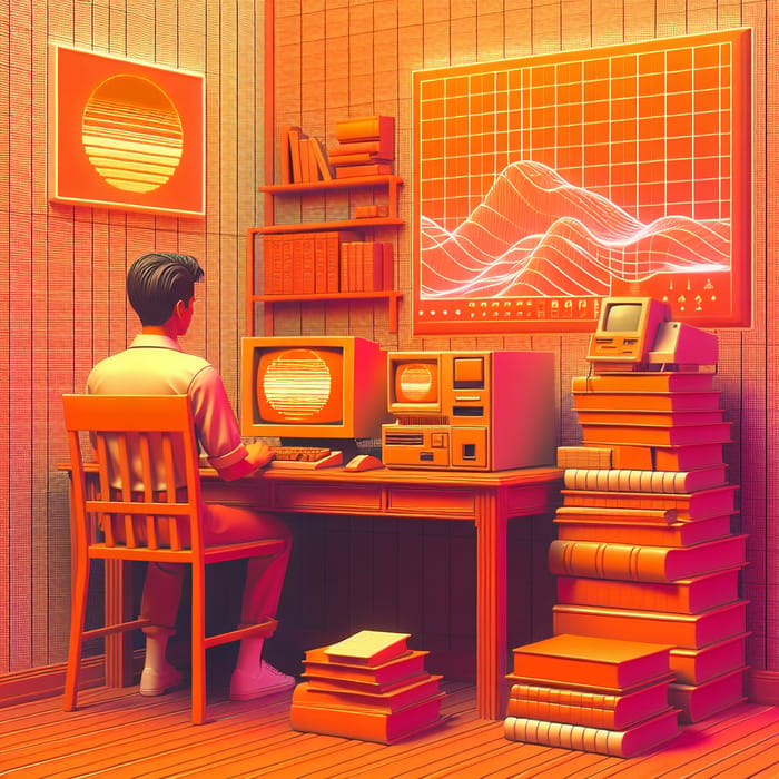 Vaporwave Orange Study & Education Scene