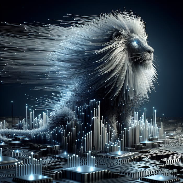 Regal Lion in Digital Technology Kingdom | Reign Over Advanced Tech