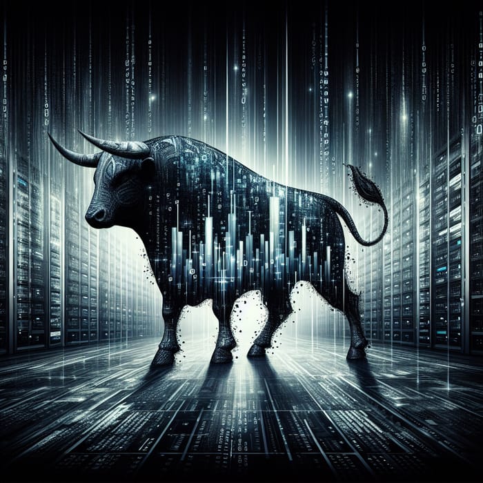 Abstract Bull Silhouette Dominates Digital Market Landscape