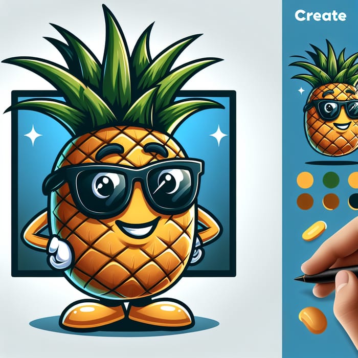 Cool Cartoon Pineapple Mascot Without Sunglasses