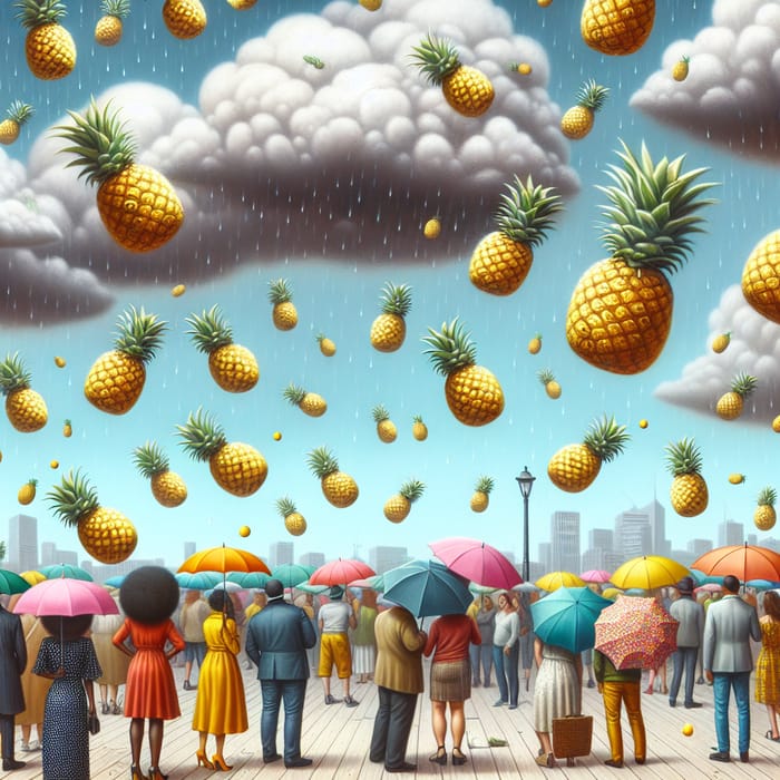 Vibrant Pineapple Hail: Captivating Scenery with Cheerful Atmosphere