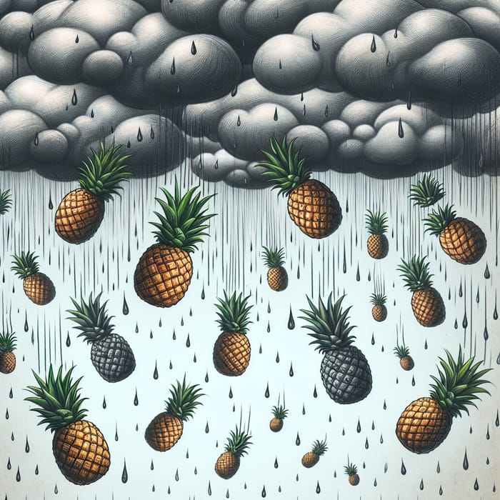 Falling Pineapple Storm: Whimsical Tropical Fruits
