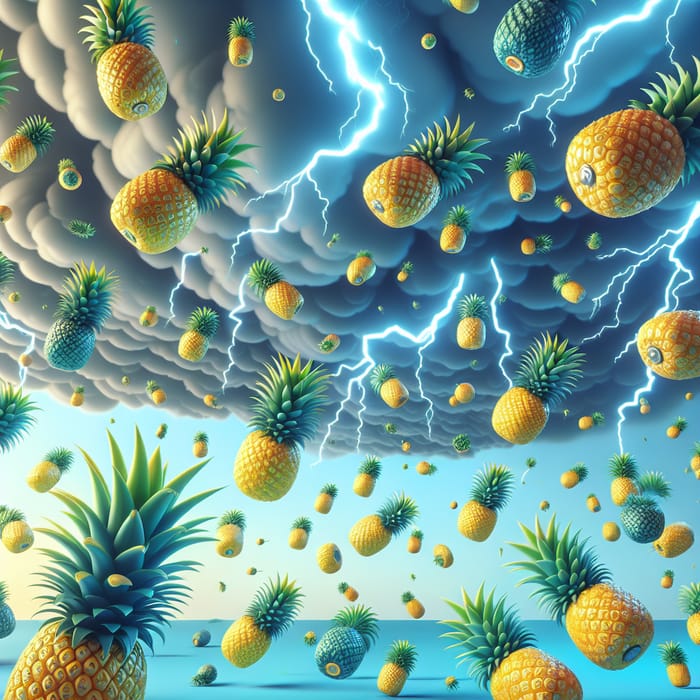 Pineapple Thunderstorm: Colorful Cartoon Fantasy