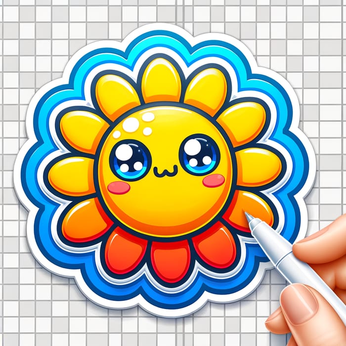 Adorable Vector Sticker Design in Vibrant Primary Colors