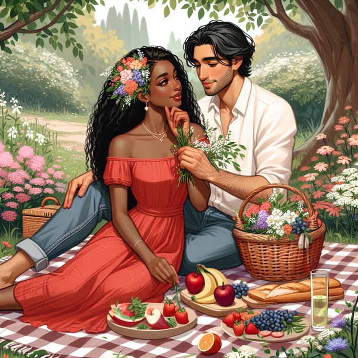 Romantic Outdoor Scene: A Couple's Bliss Romantic Outdoor Scene: A Couple's Bliss