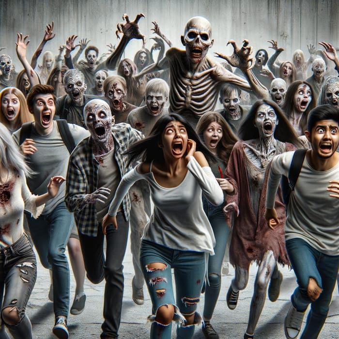 Zombies Chasing Students: Terrifying Apocalypse Scenes