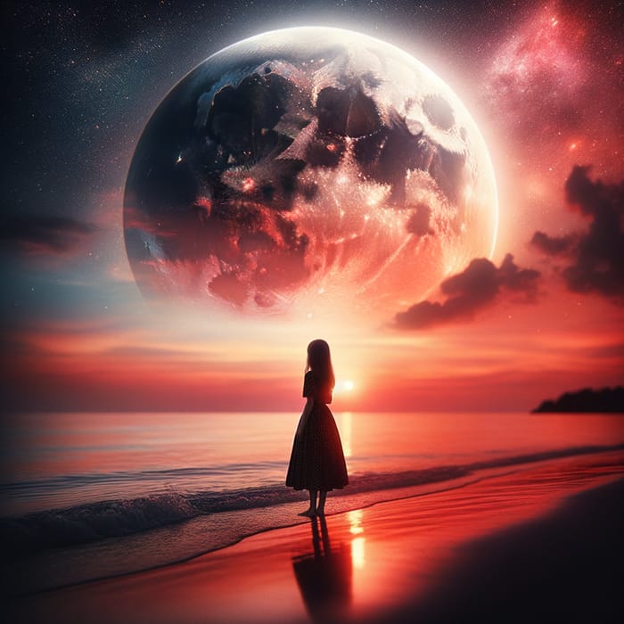 Serene Beach Moonlight Scene | Dreamlike Fine Art Photography