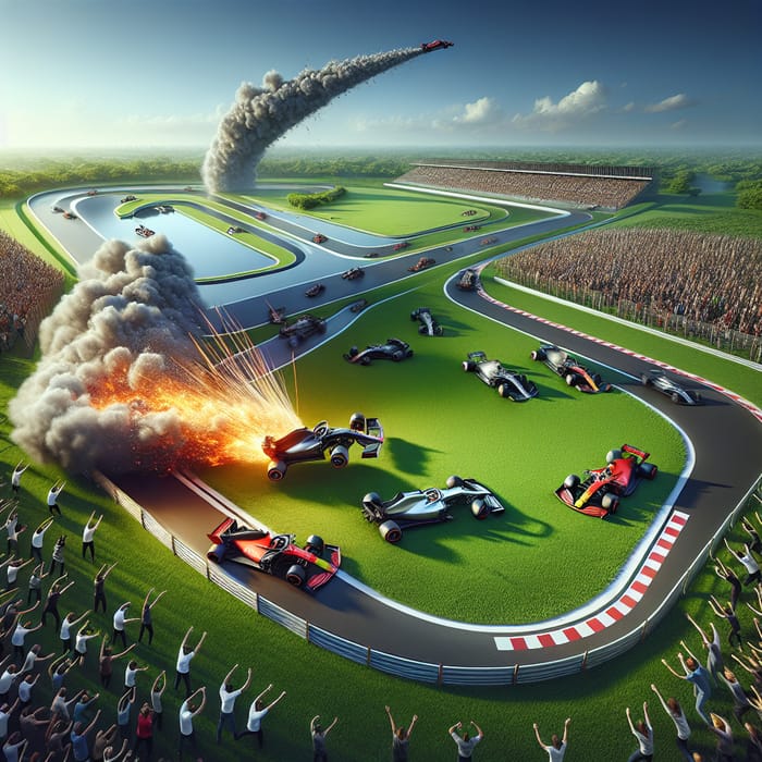 Exciting Formula 1 Finish with Explosive Twist: Creative Racing Scene
