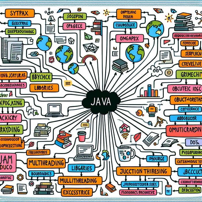 Comprehensive Java Language Mindmap: Syntax, OOP, Libraries
