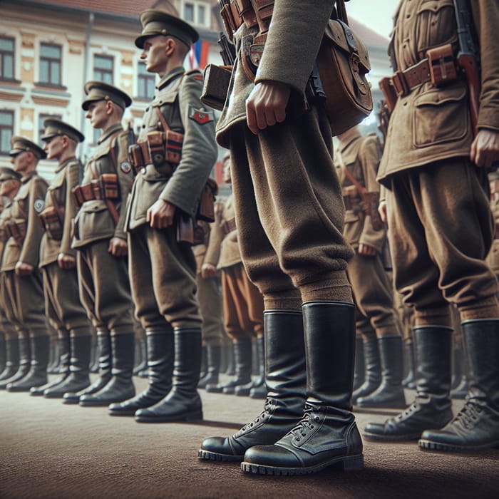 1930s German Military Uniform Details Image | European Town Background