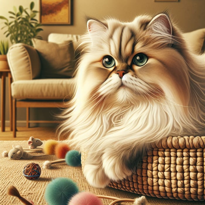 Adorable Persian Cat in White and Fawn Colors