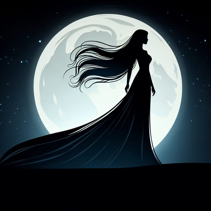 Enigmatic Woman on Moonlit Rooftop