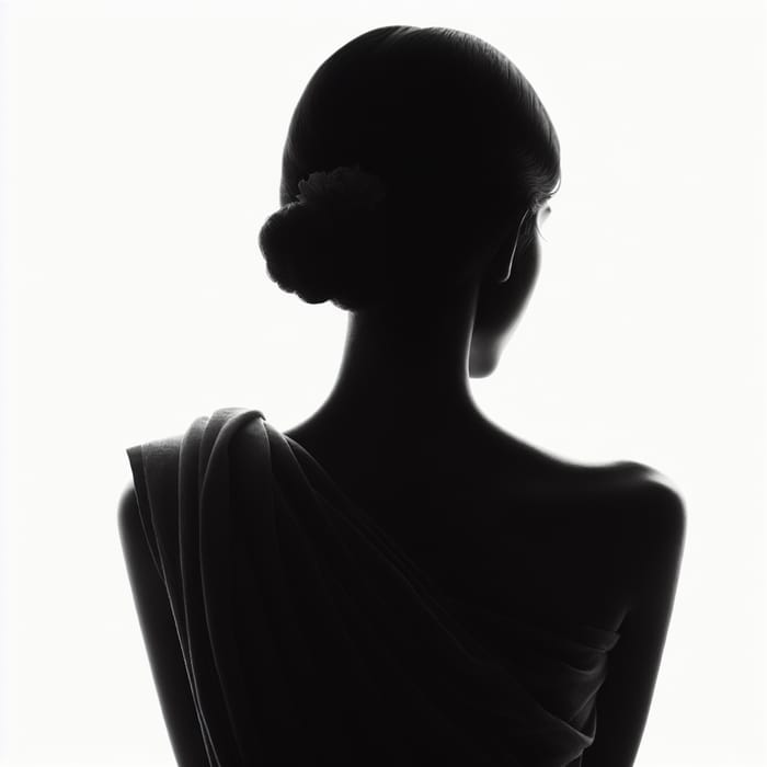 Mysterious Woman Figure on White Background