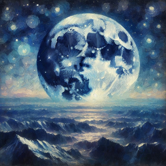 Impressionist Moon Art: Stunning Depiction in Blues