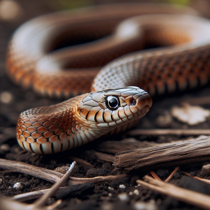 Brown Eastern Snake - Slithering on the Ground